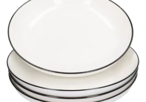 Platos Cerámica Blanco Detalle negro