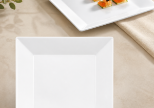 Plato Cuadrado Blanco Elegantes